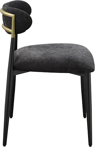 Miniatura 5 de Acme Jaramillo - Silla auxiliar tapizada de metal y tela, color negro (juego de 2)