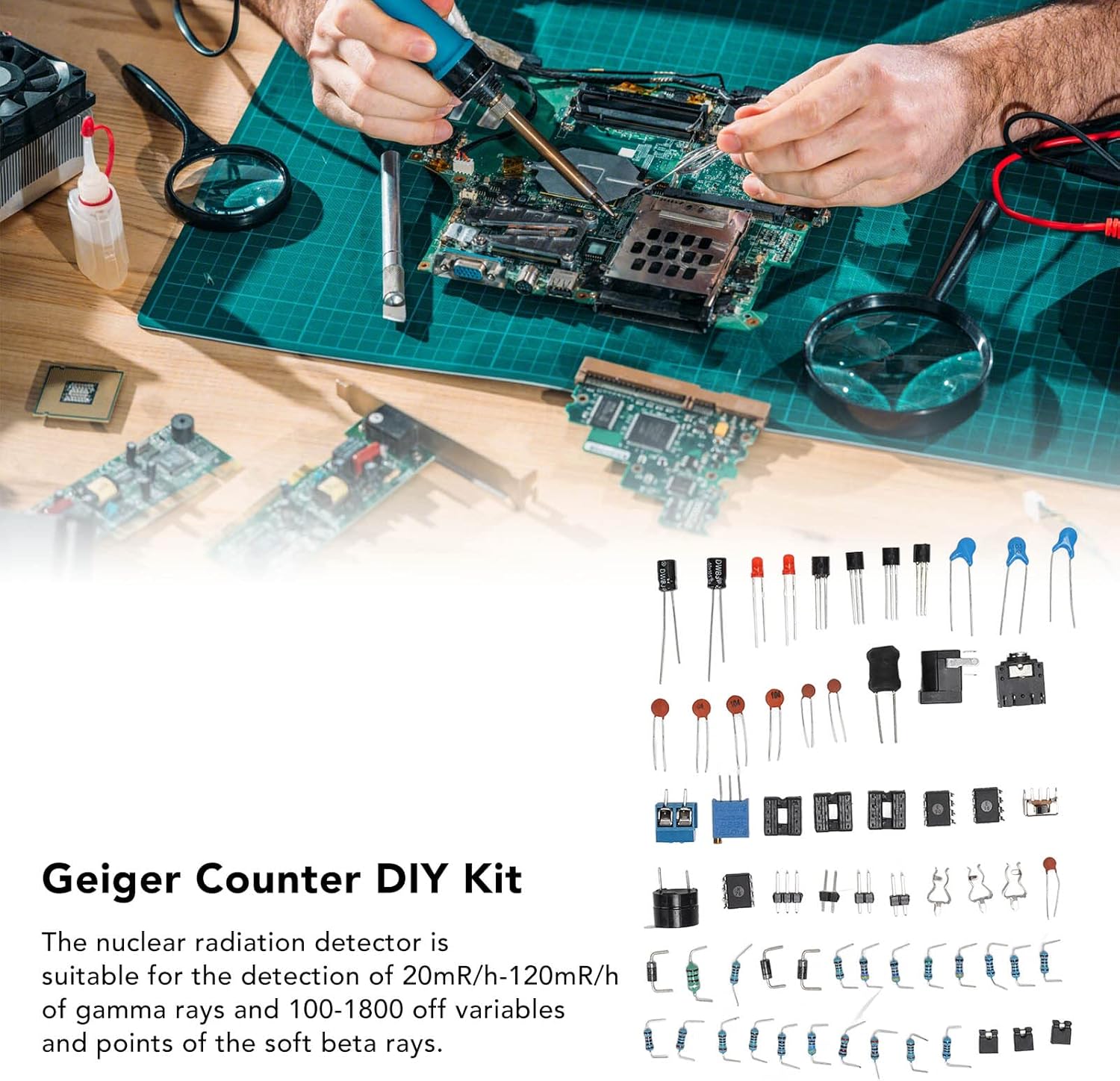 Geiger Counter with Portable Handle DIY Kit Bundle Unassembled Unwelded Parts for Nuclear Radiation Detectors 380V-550V