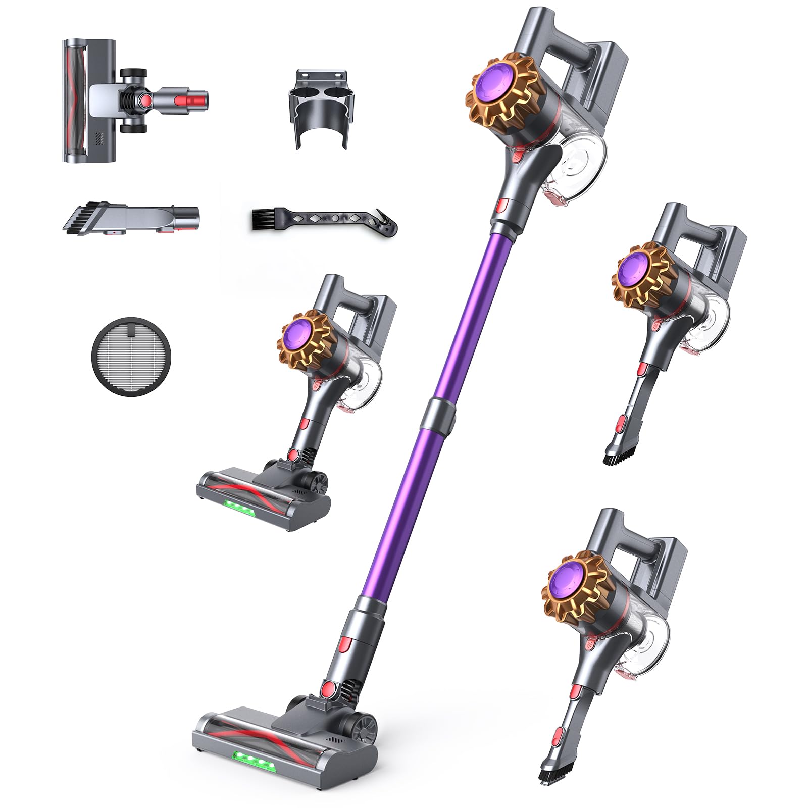 Lubluelu Akku-Staubsauger, mit LED-Anzeige, 30 Minuten Laufzeit, Kabelloser Staubsauger mit 6 HEPA-Filtern, geeignet für die Reinigung von Computern, Tierhaaren und Teppichen.