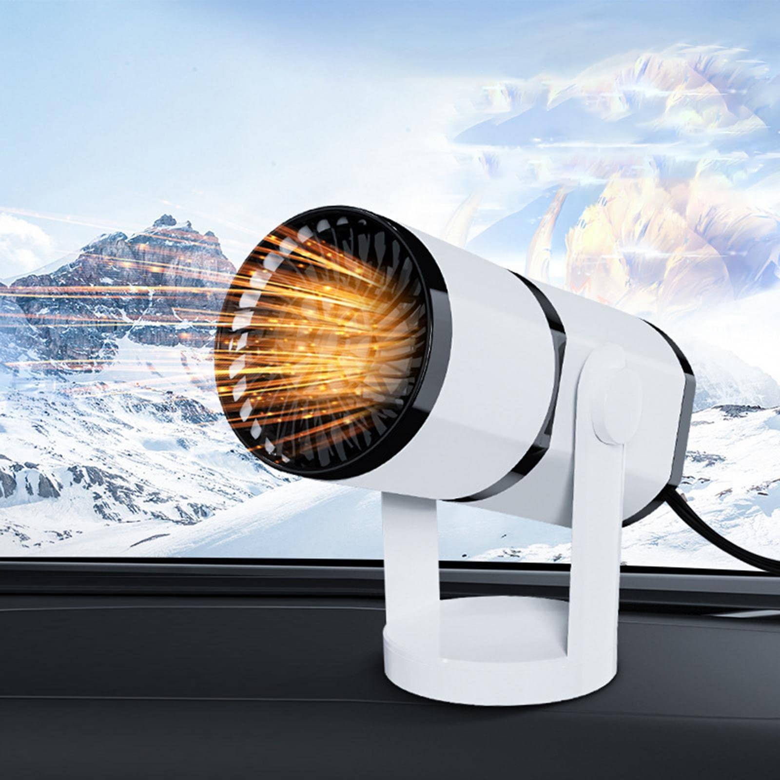 Autoheizer Tragbarer Autoheizlüfter Windschutzscheiben Entfroster Defogger Mini Heizlüfter mit Schnellem Und Kühlmodus Aus Material mit 150W, 24v9096B