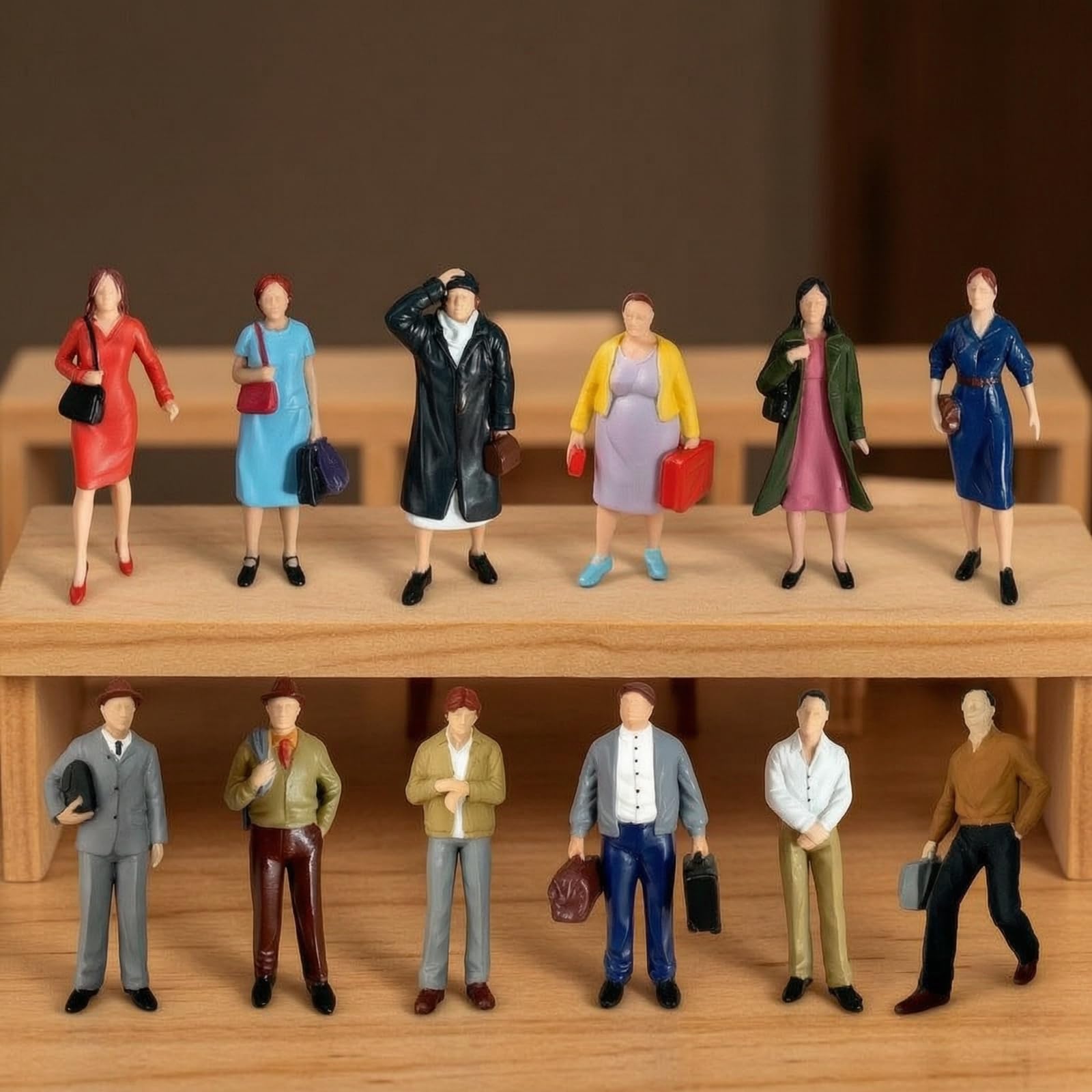 12 Pezzi Miniatura in 1:25 Realistico Figurina in Miniatura Diorama Resistente Personaggio per Hobbisti