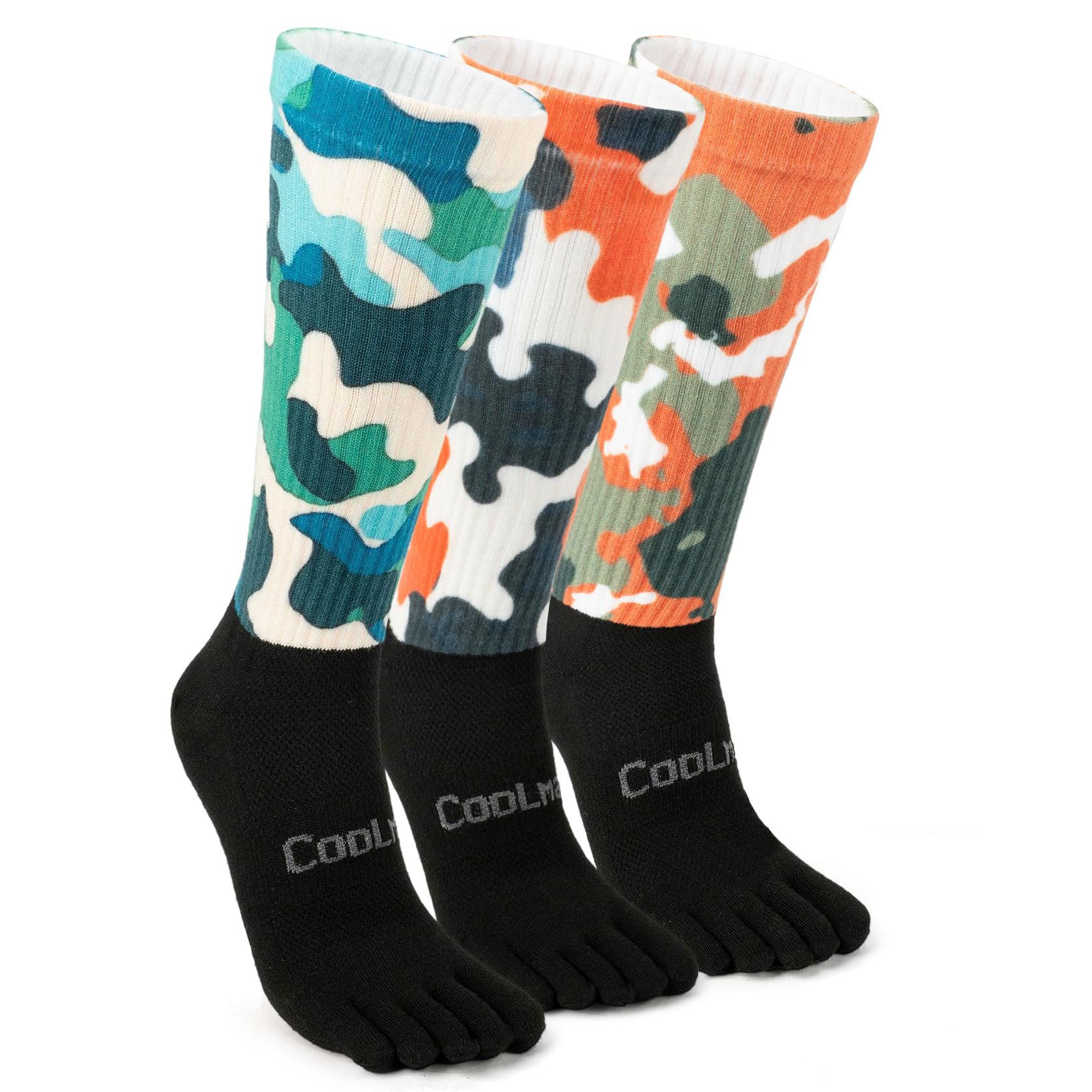 Coolmax - Calcetines de punta para mujer y hombre, antiampollas, con zona de compresión, red de malla de ventilación y soporte de arco