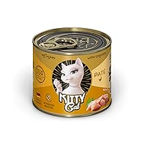 KITTY Cat Paté Pollo, 6 x 200 g, Cibo umido per gatti, senza cereali con taurina, olio di salmone e cozze con labbra verdi, mangime completo ad alto contenuto di carne, Made in Germany