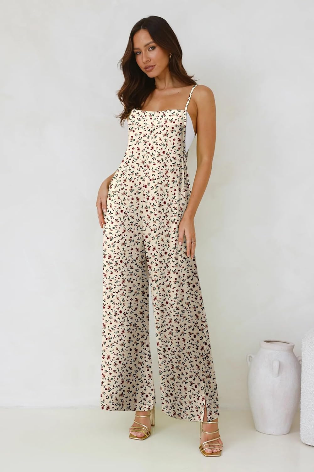 Jumpsuits for Women 2026 Summer Rompers Boho Floral Overalls Casual Wide Leg Long Pant One Piece Vacation Outfits - Image 6