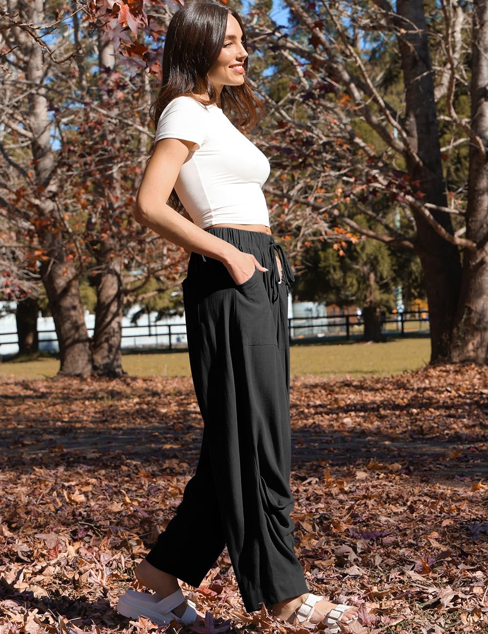 TARSE Women Linen Baggy Harem Pants Summer Drawstring Casual Lounge Pant 2026 Beach Travel Vacation Clothes with Pockets - Image 3