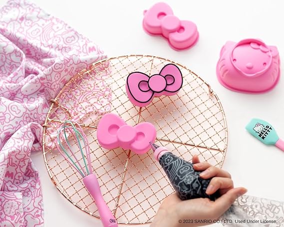 Handstand Kitchen Hello Kitty Cake Baking Set with Kitty Face and Bow Mini Cake Molds and More