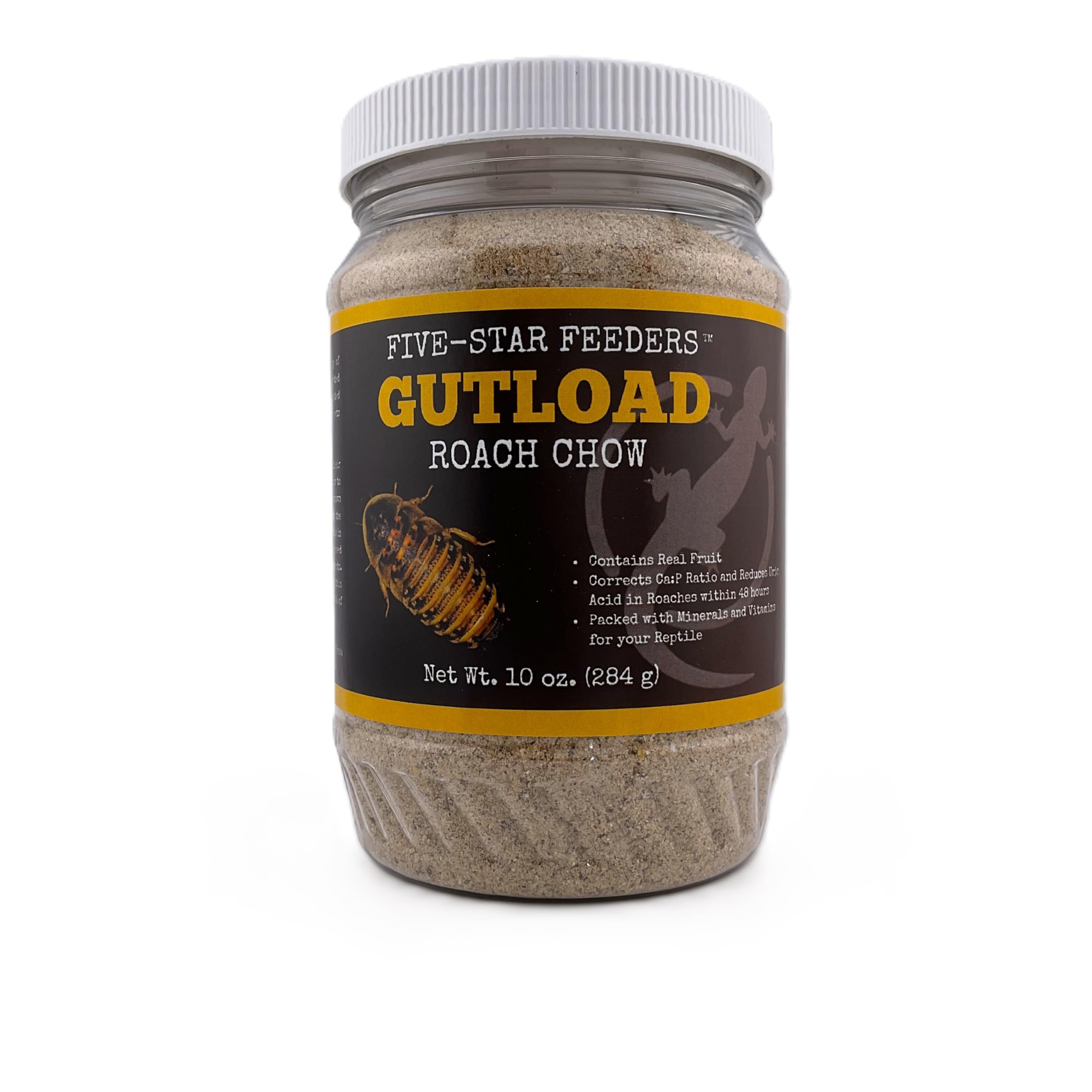 Roach Gutload Formula – Nutrient-Rich Pre-Feeding Diet for Dubia Roaches and Feeder Insects – 10 oz Plastic Jar
