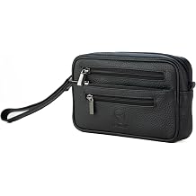 GERMANUS Oliver Wrist Bag - Genuine Leather Clutch Bag for Men and Women, black, Einheitsgr e
