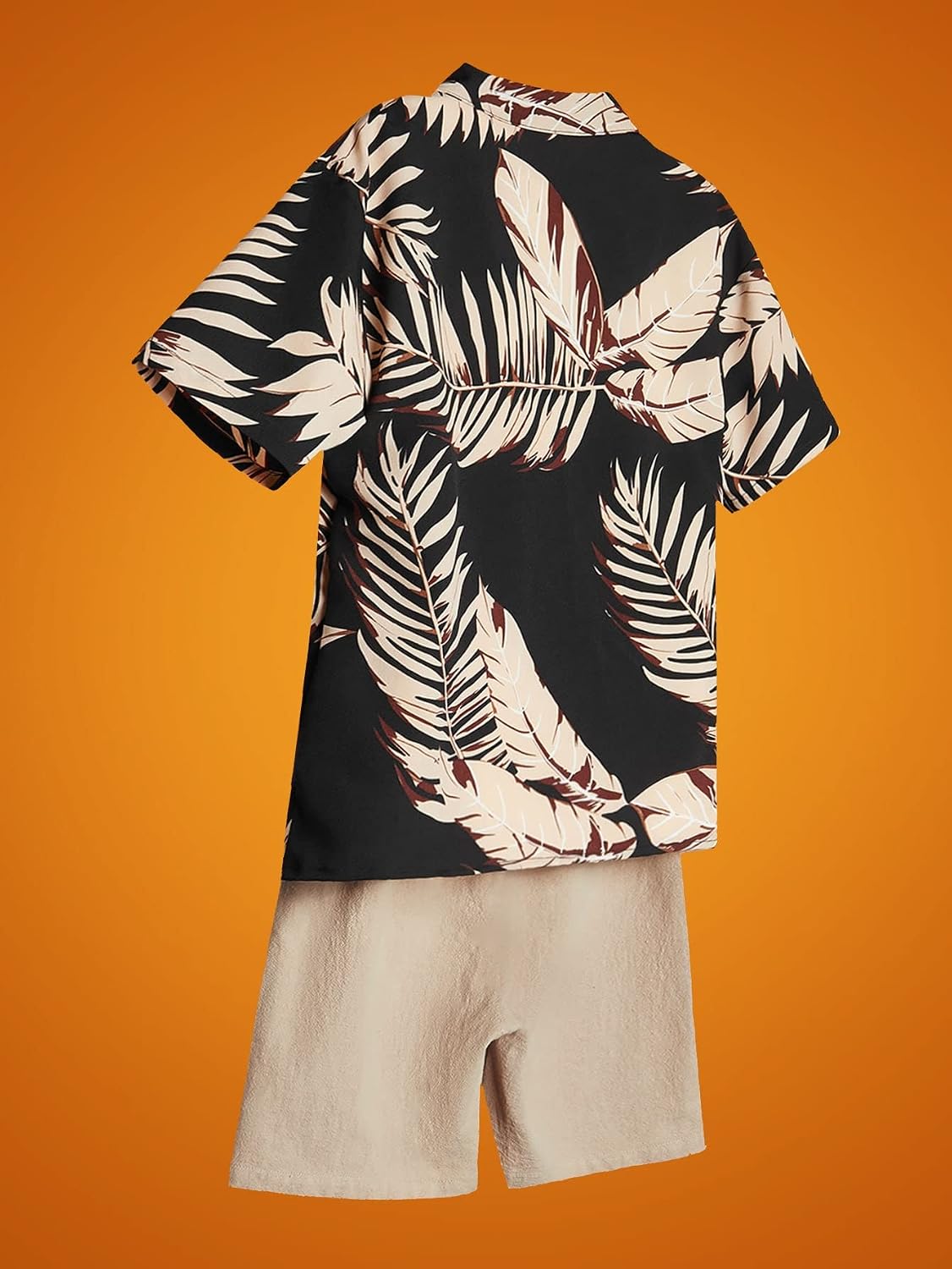OYOANGLE Boy's 2 Piece Outfits Hawaii Vacation Paisley Print Button Down Shirt and Shorts Set