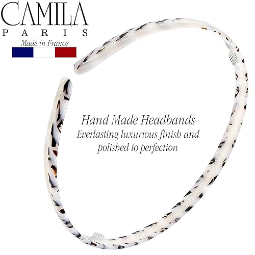 Miniatura 7 de Camila Paris CP3471 - Diadema francesa para mujer, hecha a mano en blanco y gris, banda de agarre fuerte para mujer, ligera y muy flexible,