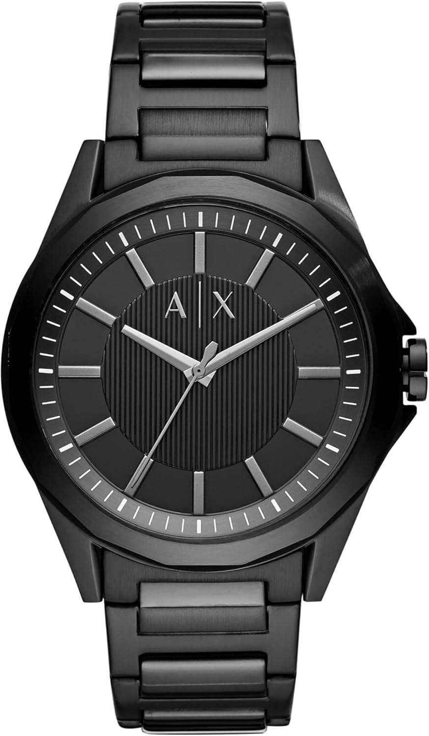 Amazon.com: A｜X ARMANI EXCHANGE Men's Three-Hand Black Stainless Steel ...