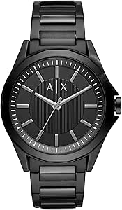 Amazon.com: A|X ARMANI EXCHANGE Men's Three-Hand Black Stainless Steel ...