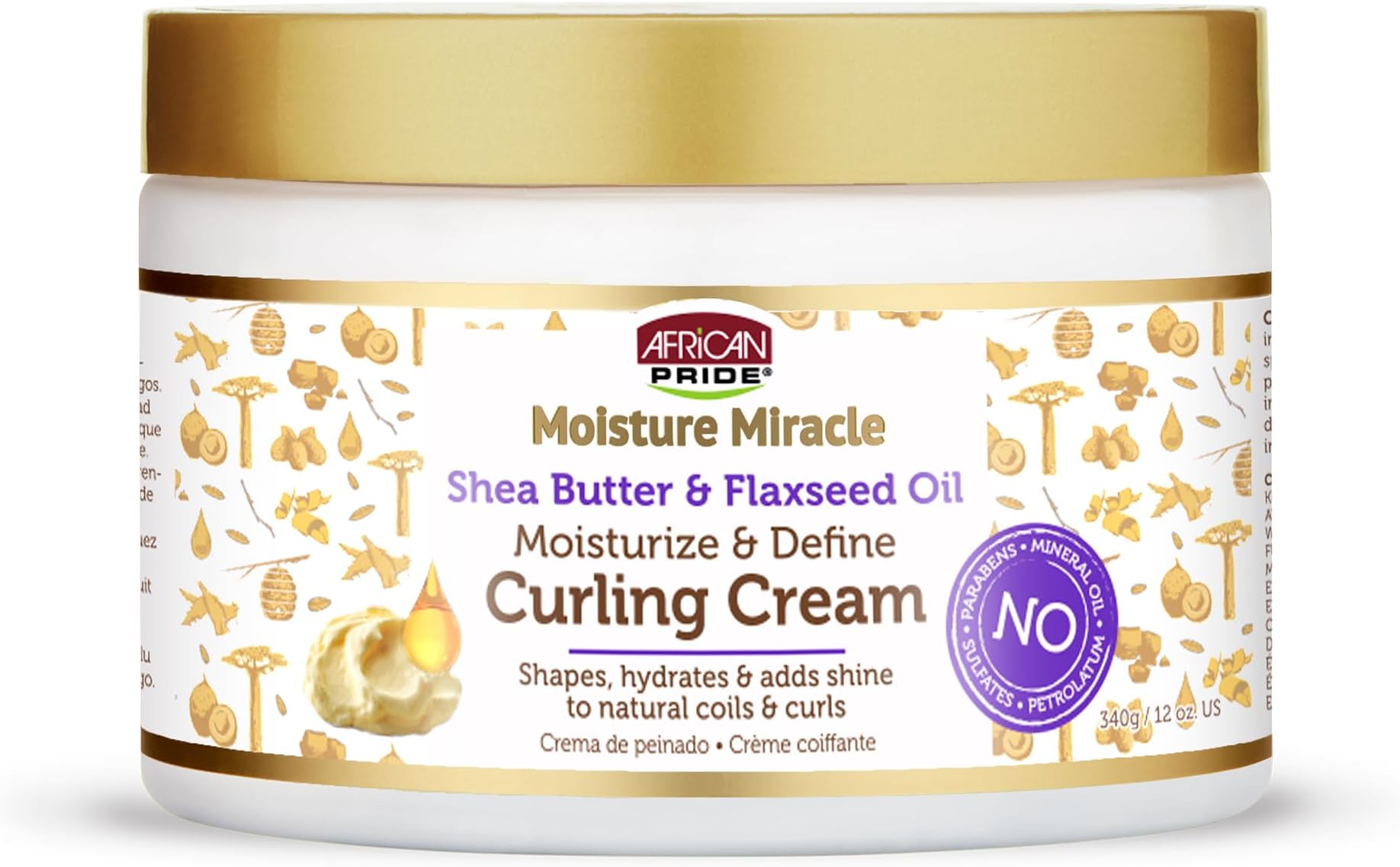 African Pride Moisture Miracle Curl Cream, Hydrate & Strengthen 12Oz