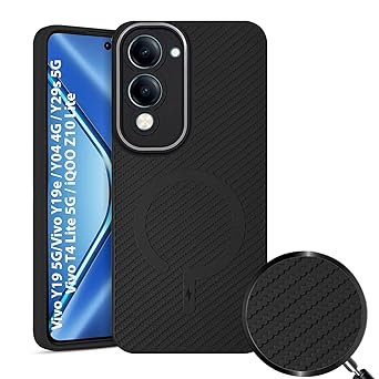 LIRAMARK Rugged Carbon Fibre TPU Armor Silicone Back Cover Case for Vivo Y19 5G/Vivo Y19e / Y04 4G / Y29s 5G / Vivo T4 Lite 5G / iQOO Z10 Lite