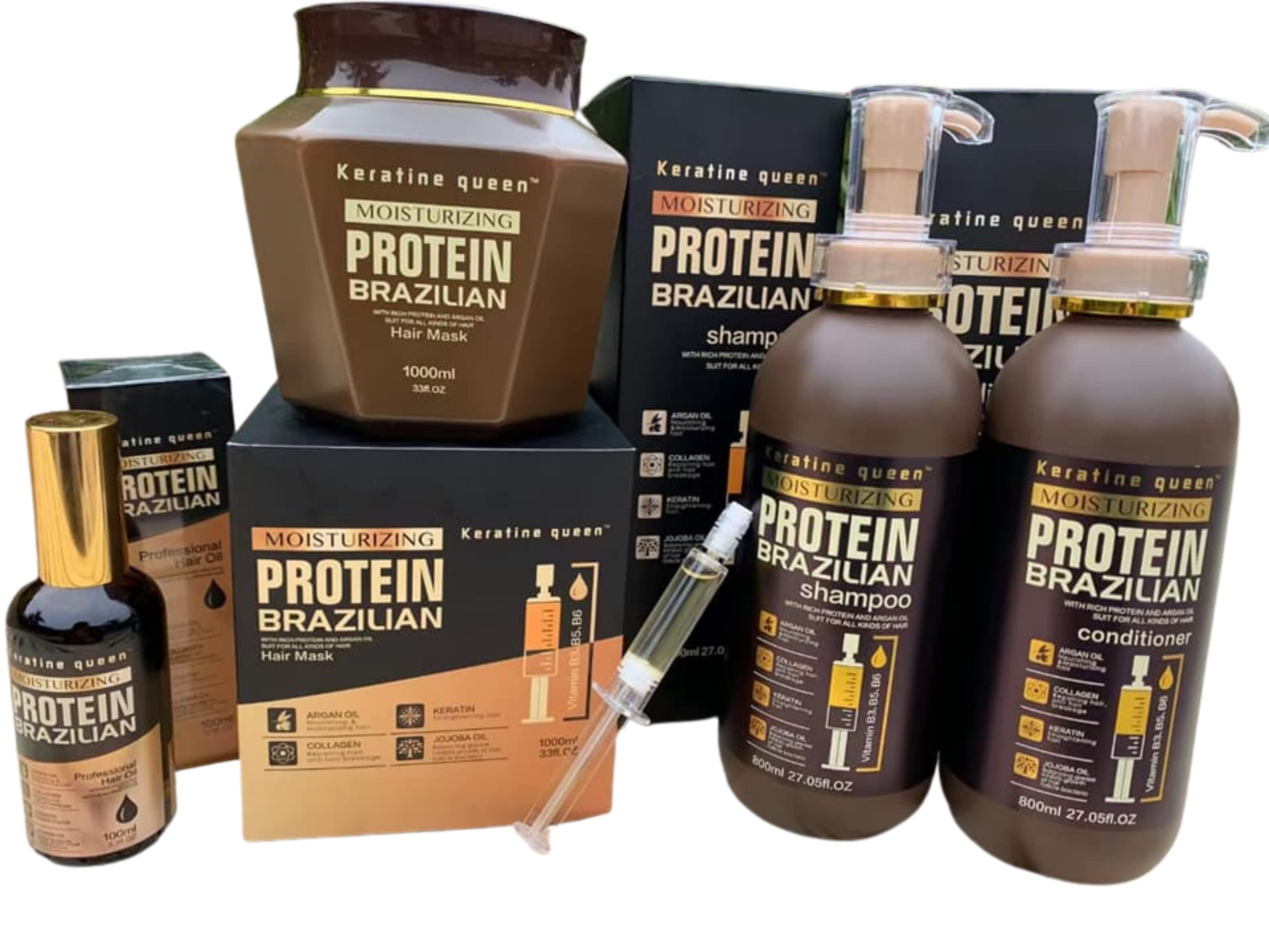 NEW WOMAN The Best Hair Growth Vitamin B3,B5,B6. KERATIN QUEEN PROTEIN BRAZILIAN Set of 4 deeP - Ker