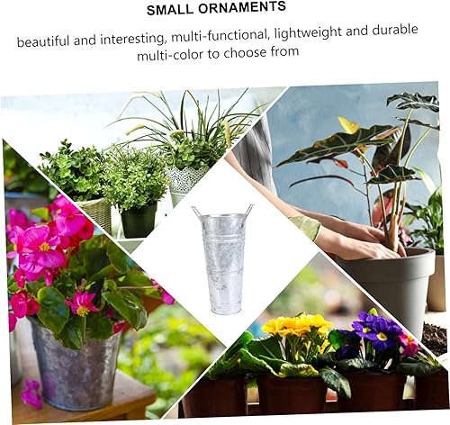 Miniatura 3 de DECHOUS 2 piezas de hoja, cubo de flores de hoja, decoración rústica, florero de planta francés, decoración de campo, jarrones decorativos de metal,