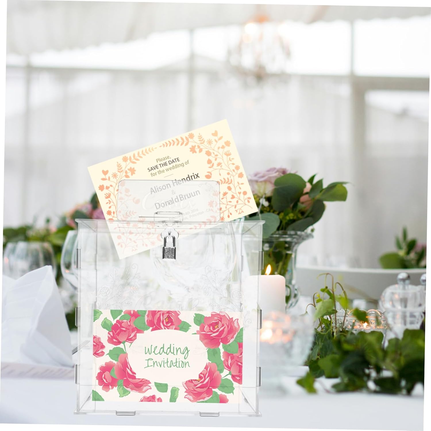 Alipis Wedding Card Box with Lock Storage Container for Showers Receptions and Celebrations Elegant Decorative Party Accessory