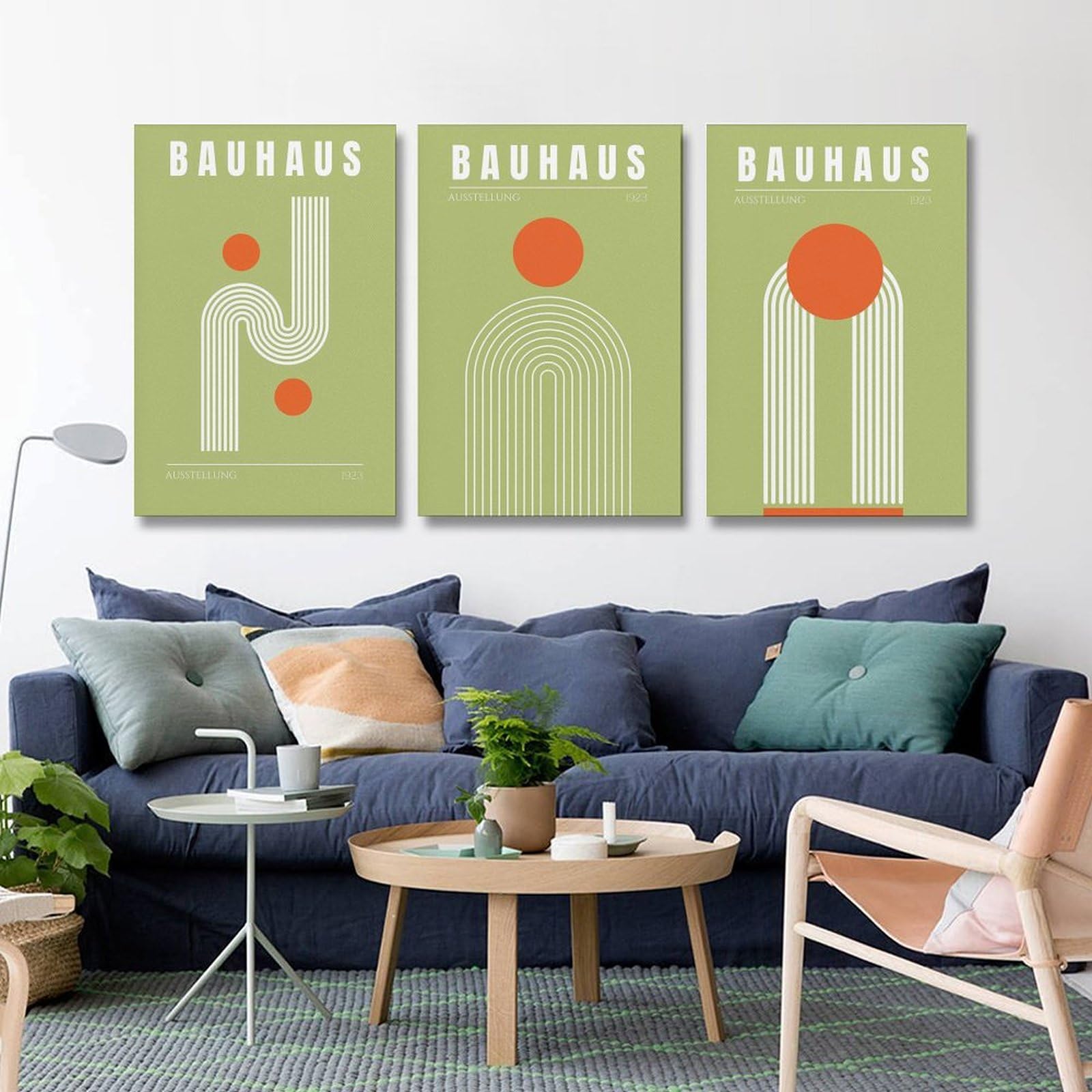 Set di 3 poster Bauhaus verde da parete, arte moderna di metà secolo, stampa artistica moderna con stampa Bauhaus, decorazione per soggiorno, casa e ufficio, 30 x 45 cm