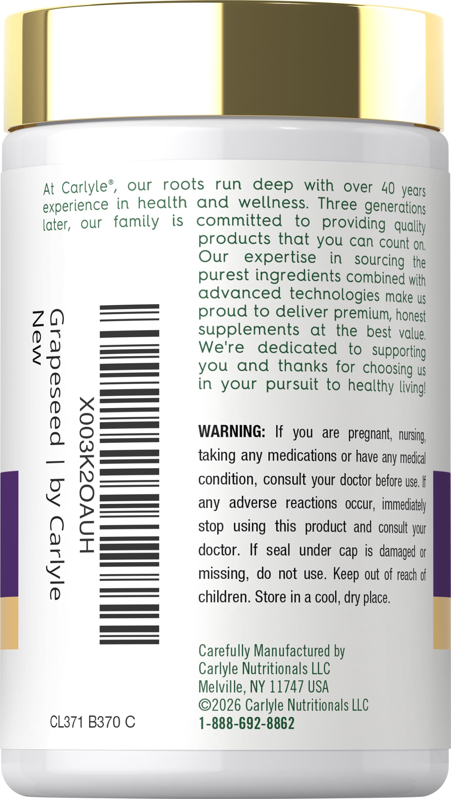 Carlyle Grape Seed Extract | 120 Quick Release Capsules — Amazon image 3