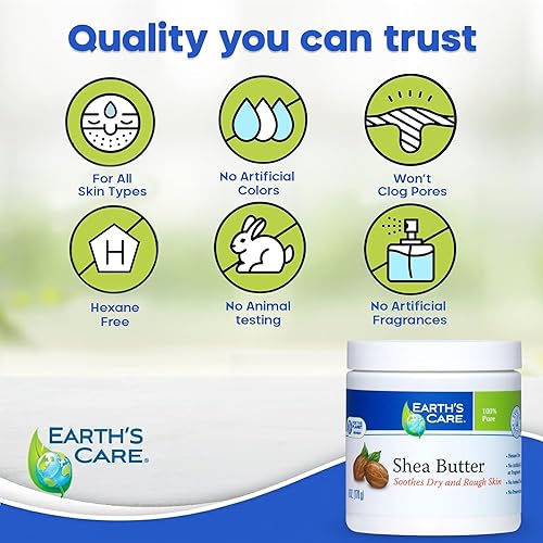 Miniatura 2 de Earth's Care Manteca de karité pura, sin hexano, sin colores ni fragancias artificiales, empaquetada en Estados Unidos, 6 onzas (3 tarros)