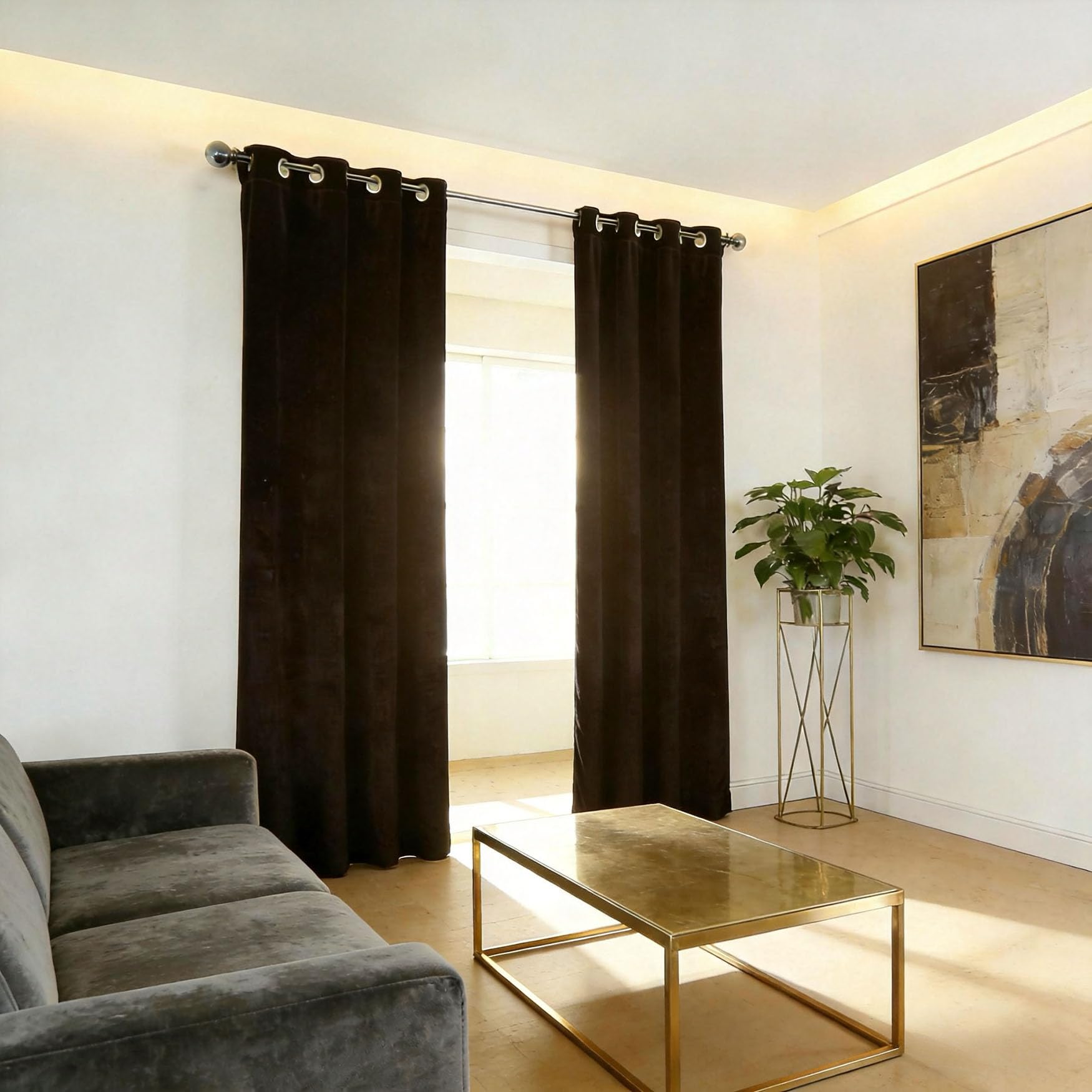 Rideau occultant marron 220x100 idéal pour créer un salon cosy et tamisé