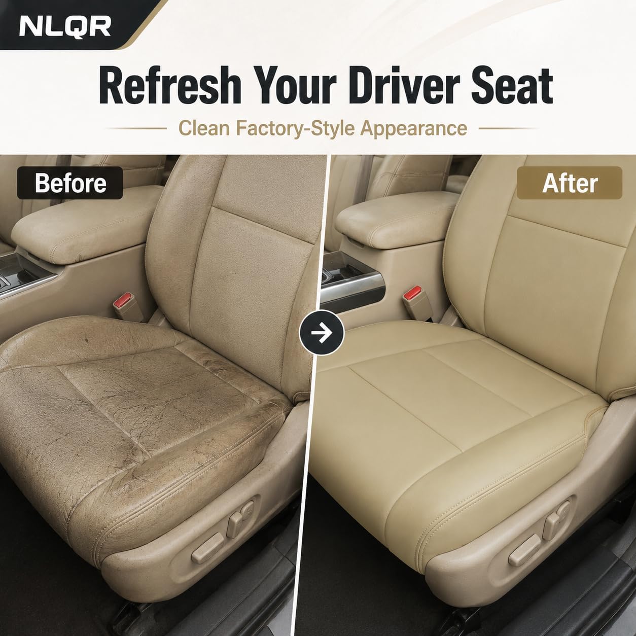NLQR Front Driver Side Bottom Replacement Seat Cover Compatible with Honda Accord 2008 2009 2010 2011 2012 Tan Microfiber Leather