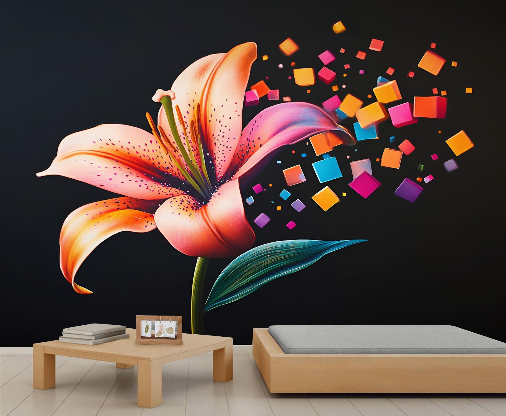 Lily Mural Florals Wallpaper Flowers Wall Mural Statement Wall Restaurant Diner Large-Scale Art Decor Photo Panoramic Accent (Non-self-Adhesive)