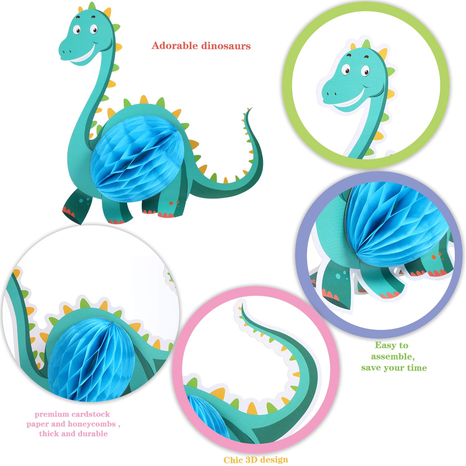 Gejoy 8 Pieces Dinosaur and Volcano Centerpieces Dinosaurs 3D T. Rex Dinosaur Themed