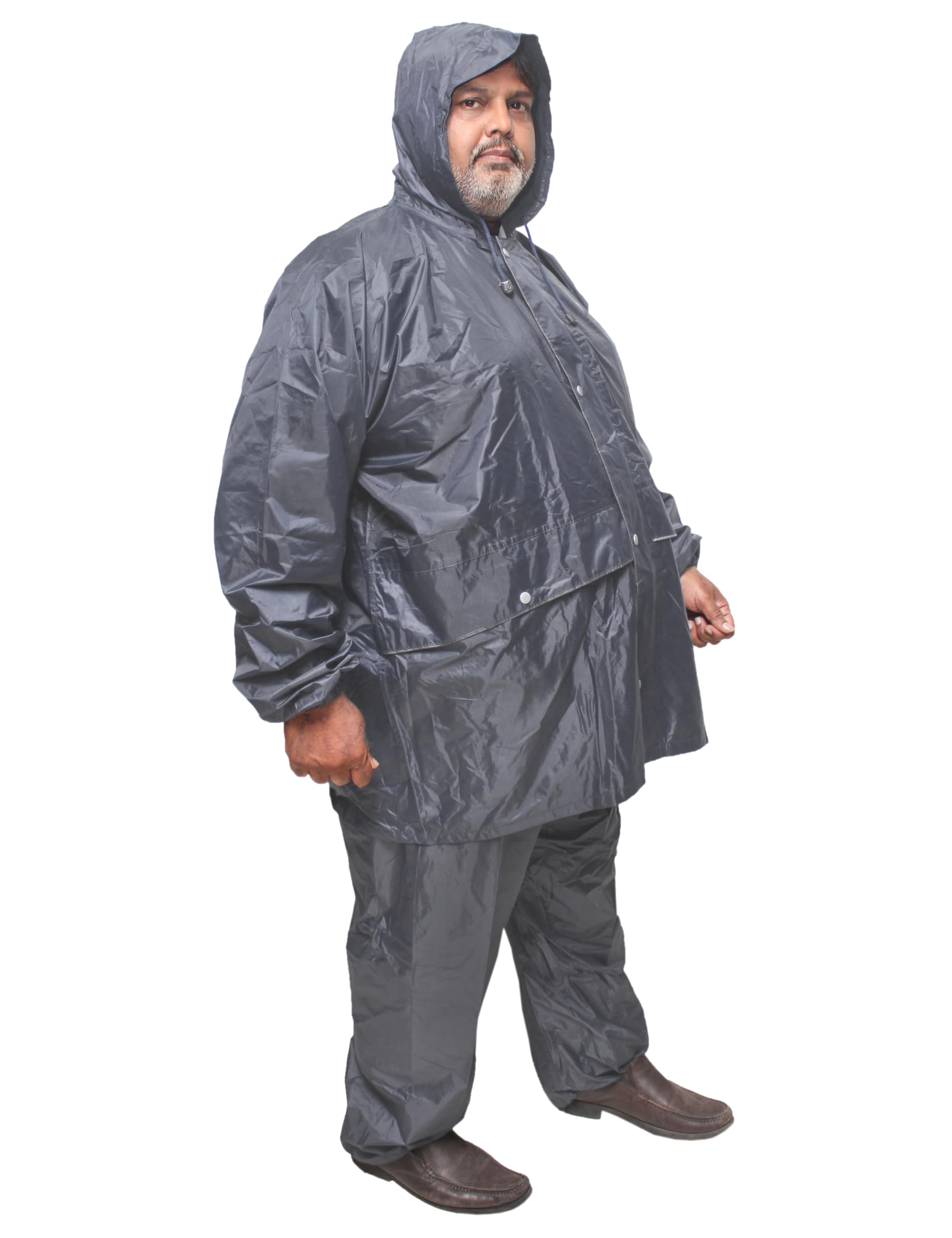 goodluck 100% Waterproof Taping Raincoat/Rainsuit/Rainwear for Men, Sturdy, Reusable, Suited for Plus Size-picture-32