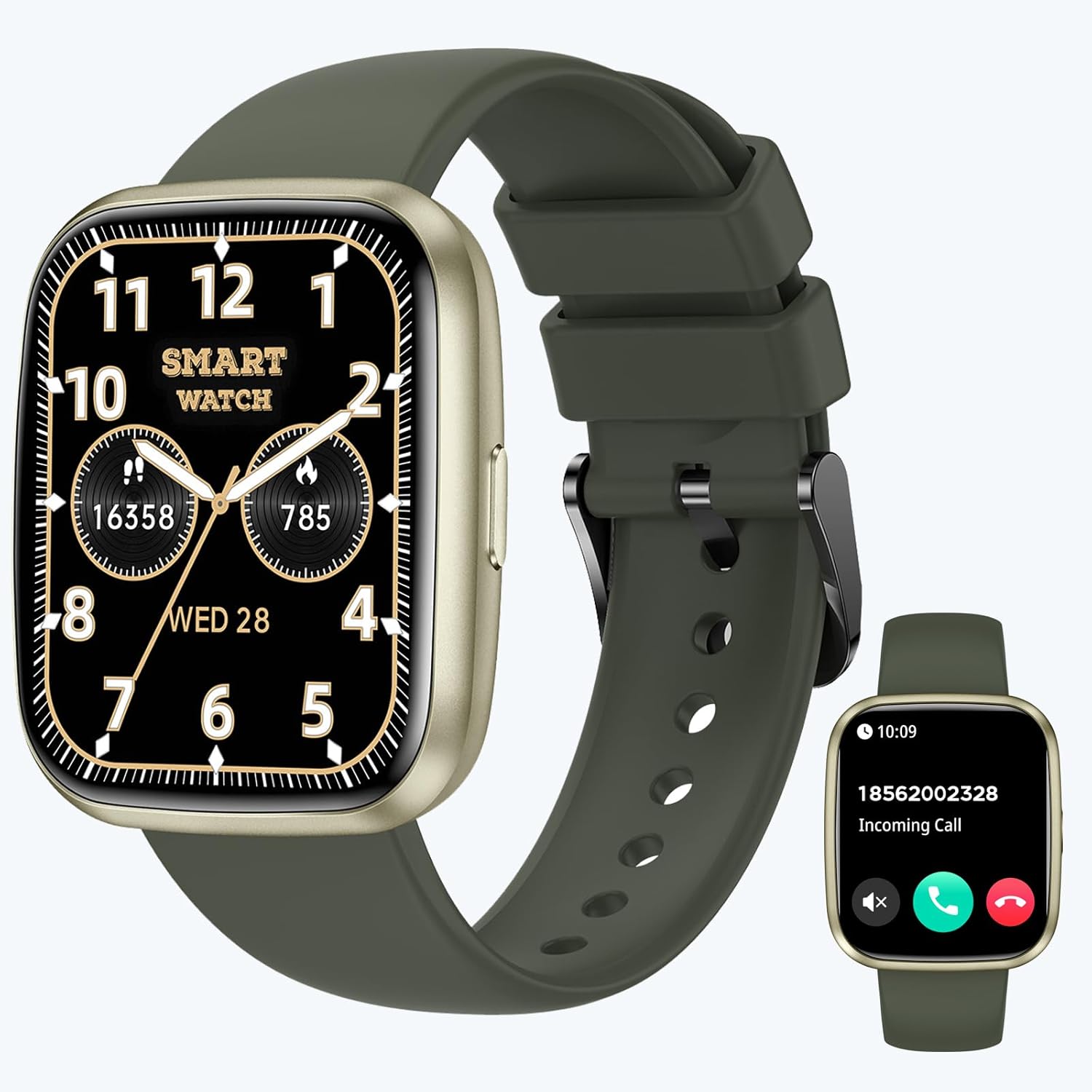 Smart Watches for Men/Women, 1.75" Bluetooth Call, AI Voice Smartwatch, 24/7 Heart Rate Monitor, Blood Pressure/SpO2/Sleep Tracker, IP68 Waterproof, 100+ Sports Fitness Tracker for Android iOS Black