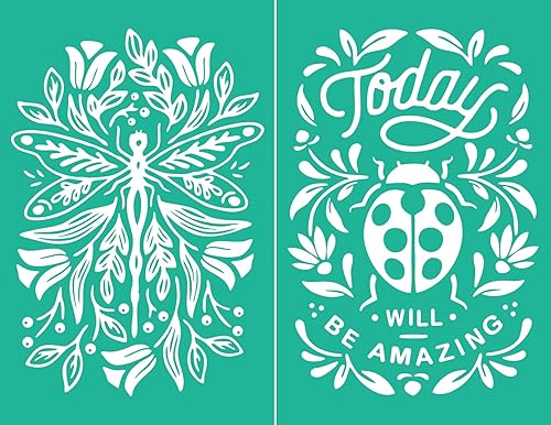 Artstencils Plantillas temáticas de flores, plantilla de malla reutilizable autoadhesiva para pintar sobre madera, lienzo, papel, tela, paredes,