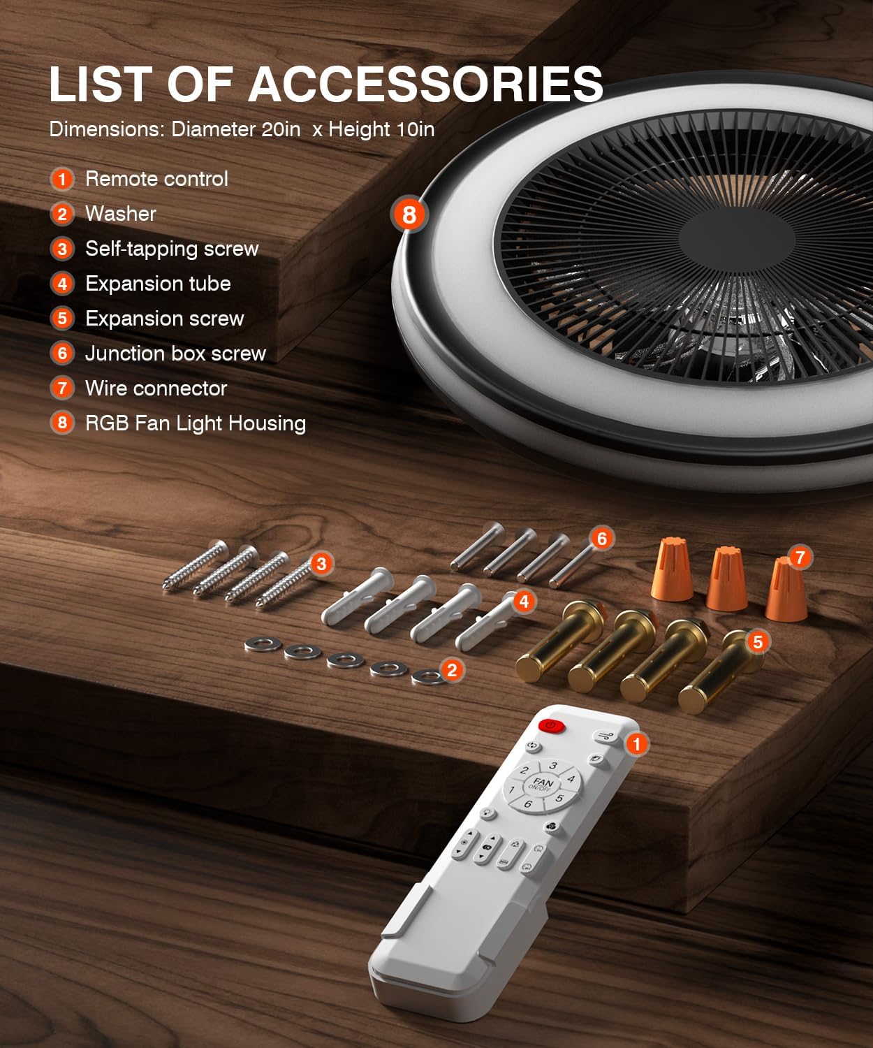 Ceiling Fans with Lights and Remote，20" Low Profile Ceiling Fan with Light,6-Speed Wind & Dimmable LED,1000+RGB Ambient Light,Flush Mount Ceiling Fan Compatible with Alexa and Google Home(Black)