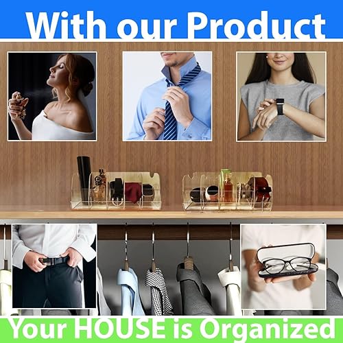 Miniatura 5 de Organizador de cinturón de acrílico para armario y cajón, organizador de almacenamiento de 5 rejillas, elegante estuche transparente para