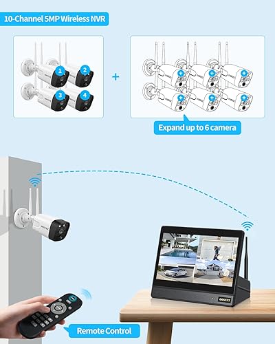Miniatura 6 de OOSSXX (Monitor IPS) 2 antenas Enchance Sistema de cámara de seguridad para exteriores inalámbrico con monitor WiFi Sistema de vigilancia para el
