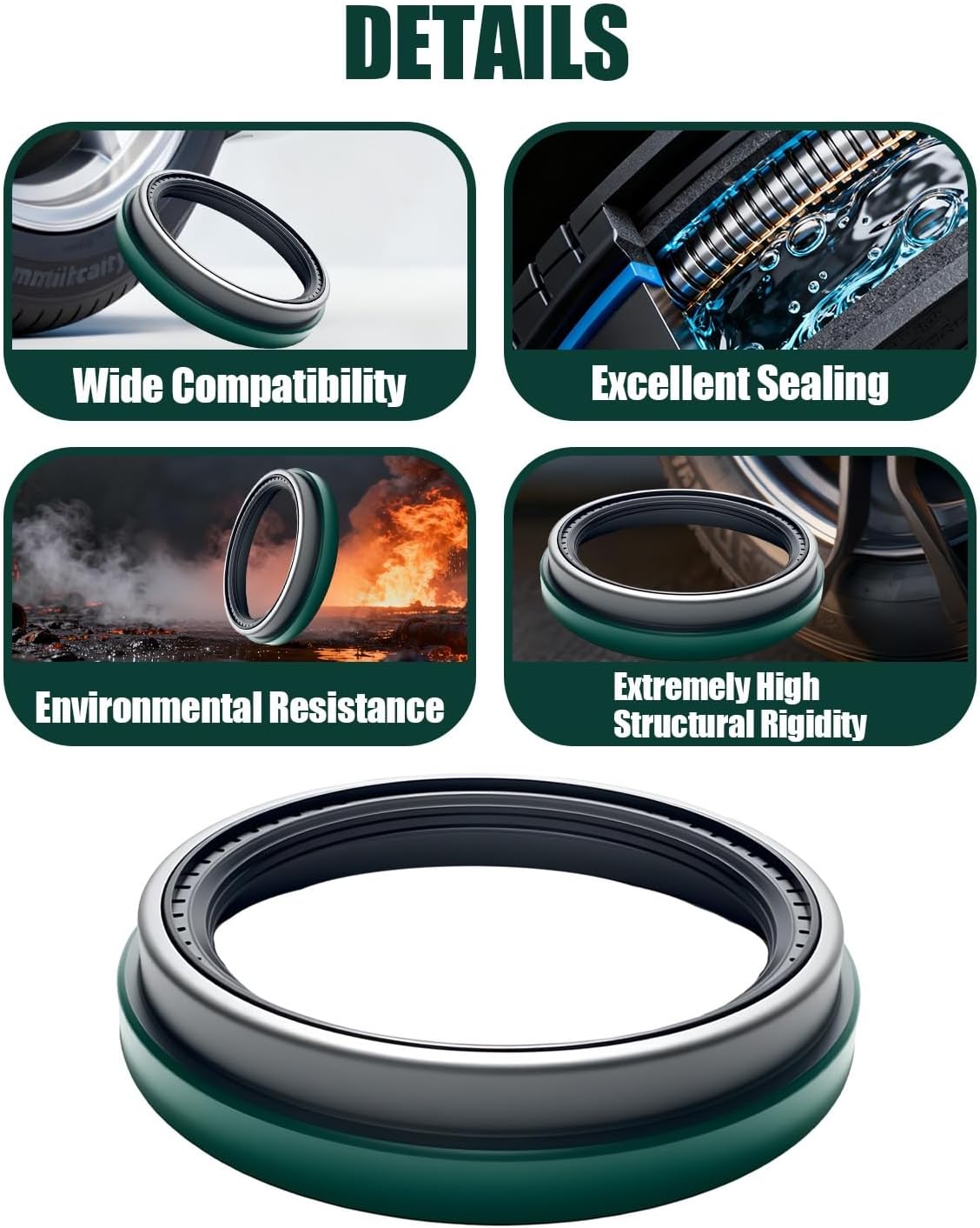 4pcs Classic Drive Axle Wheel Seals Replace SKF 46305 42626 46300 Stemco 373 0143 Timken K154146 Meritor MER0143 MER0243, Fit for Freightliner Peterbilt Mack Semi Trucks