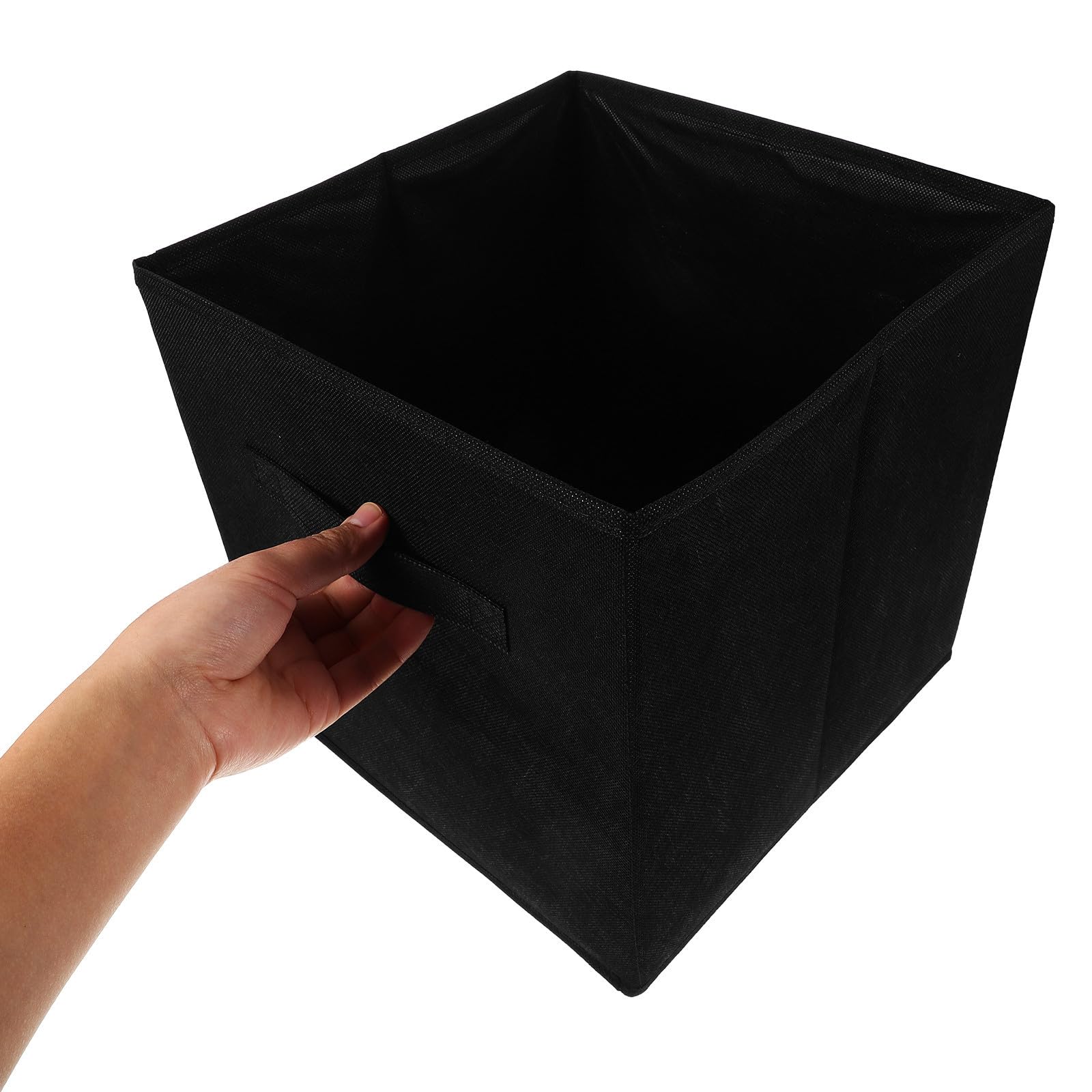 Housoutil 4 Pièces Boîte de Rangement Pliable en Tissu, Cube de Rangement pour Vêtements, Grosse Capacité, Noir, Multifonction, pour Bureau et Maison