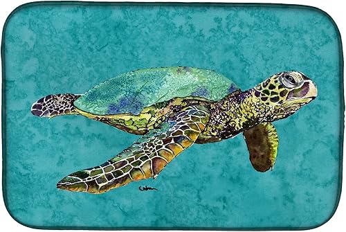 Caroline's Treasures 8659DDM - Tapete de secado de platos de tortuga absorbente para encimera de cocina, tapete escurridor de platos para encimera,