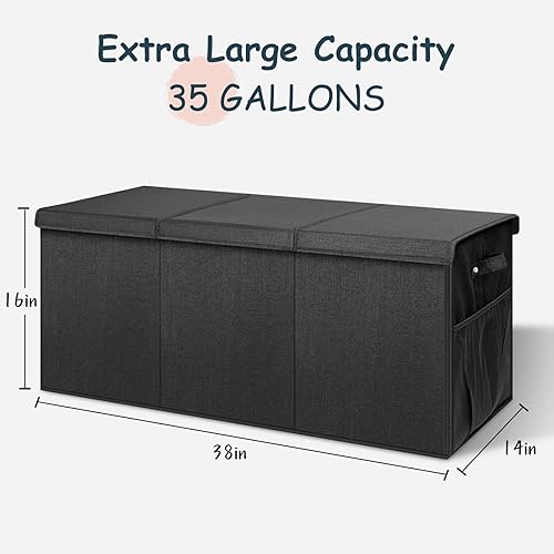 Miniatura 2 de Caja de juguetes extragrande con tapas, organizador de almacenamiento plegable y resistente para niños, cesta grande con divisores para niños y