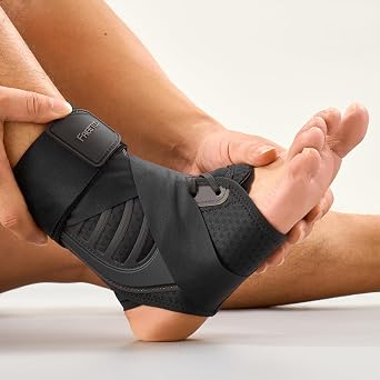 FREETOO Light-Fit Ankle Brace for Women Men, Lace Up Ankle Support With Side Stabilizers, Breathable Cool Ankle Stabilizer for Running, Basketball, Volleyball, Sports