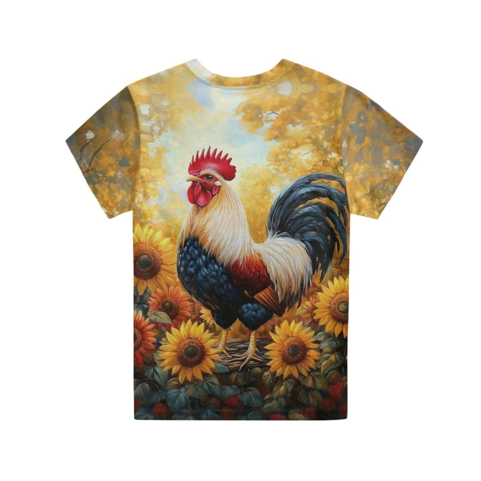 Xpyiqun Rooster T Shirts Size 7-8 Sunflower Short Sleeve T-Shirts for Girls Graphic Tees Lightweight Kids Athletic Pullover Top Summer Crew Neck Gym Running Tshirts Activewear Quick Dry Clothes
