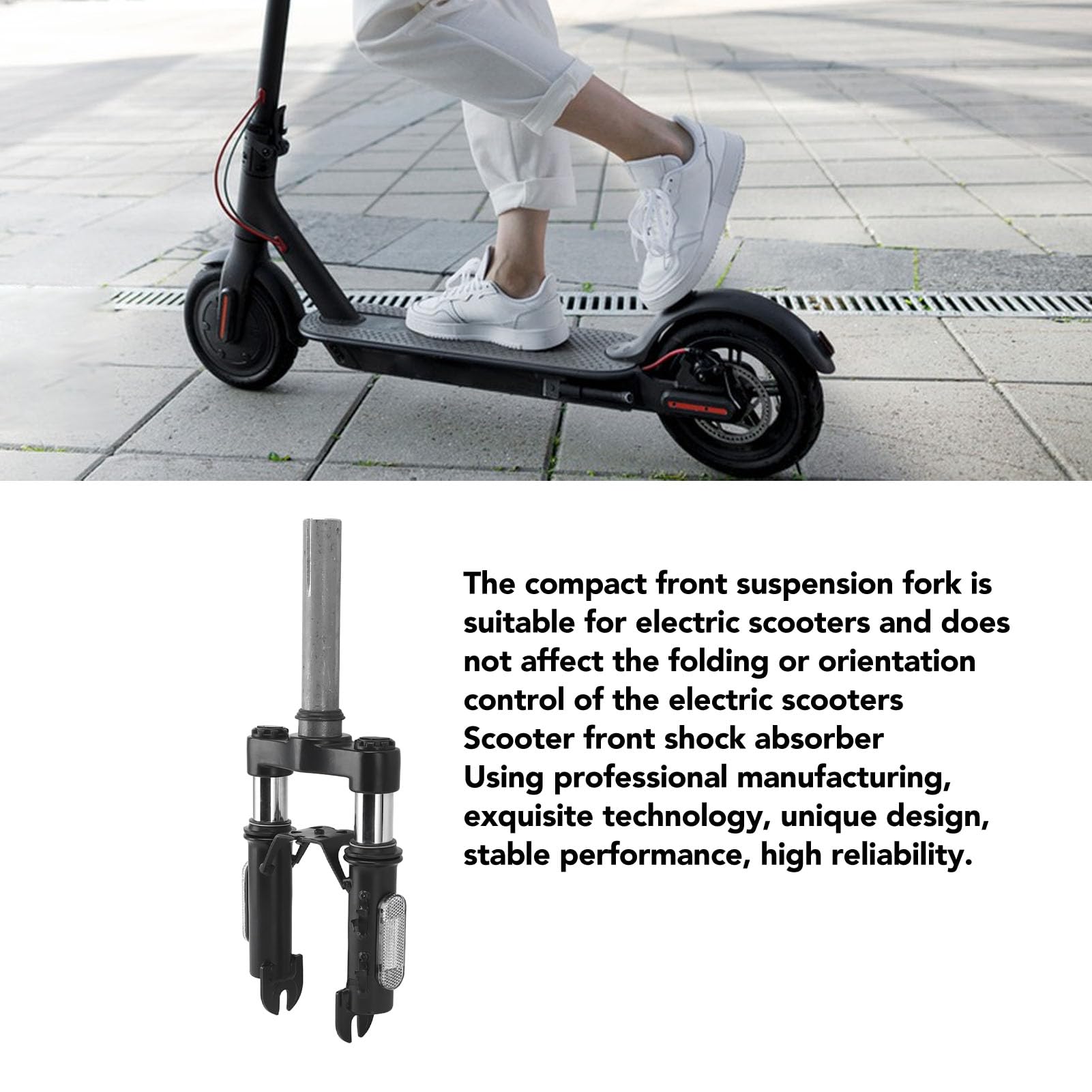 Dilwe Amortisseurs Avant, Kit de Suspension de Fourche Réglable en Acier Inoxydable pour Remplacement de Support de Scooter électrique