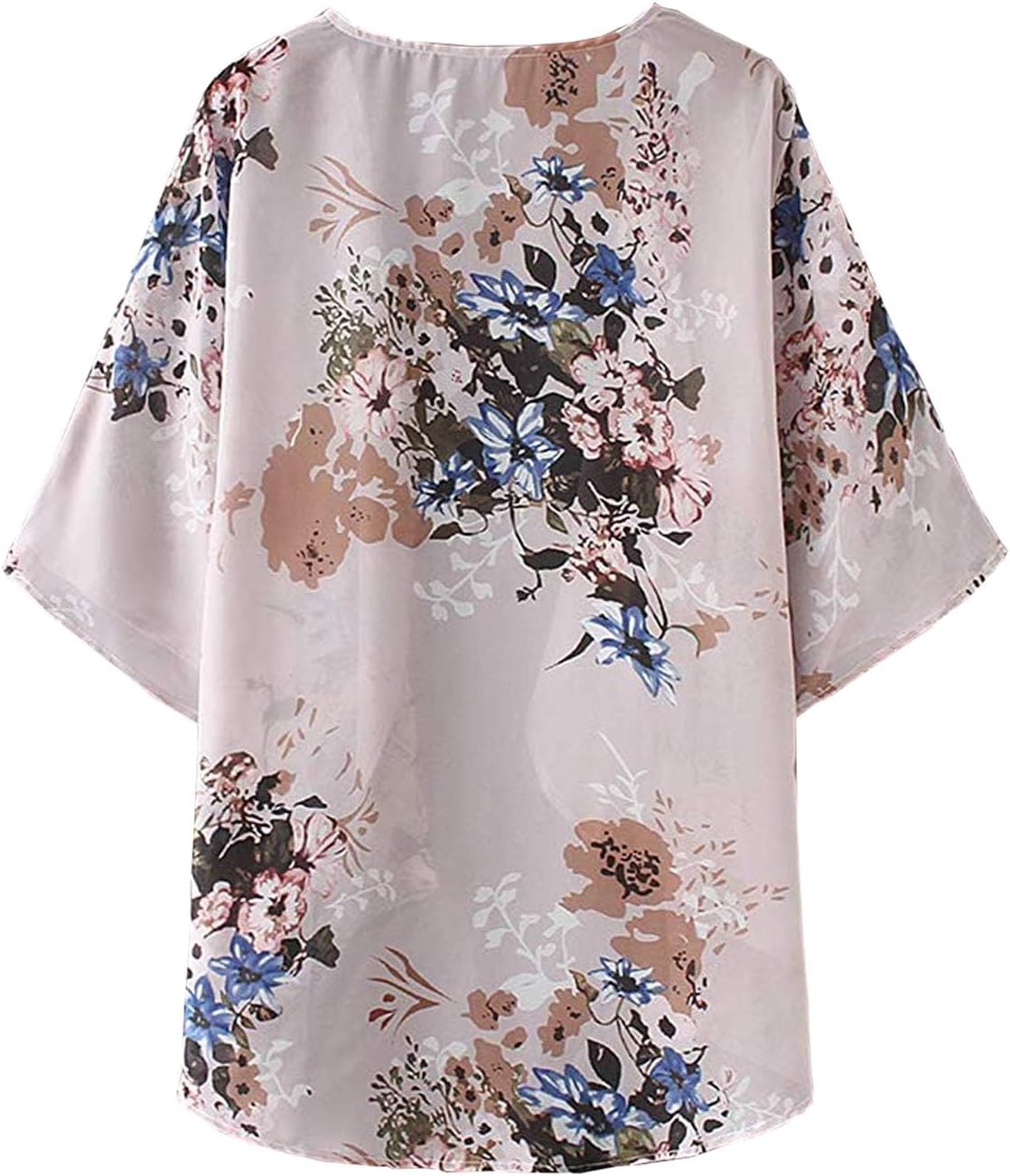 Chunoy Women Floral Beach Wear Cover Up Chiffon Kimono Cardigan Open Front Blouse Top - Image 5