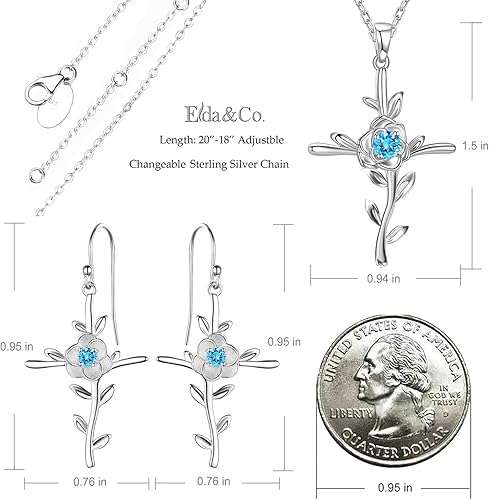 Miniatura 6 de ELDA & CO. Regalos de cumpleaños, amor de mamá, collar de hojas de esperanza para esposa, plata de ley 925, piedras natales de mayo de junio