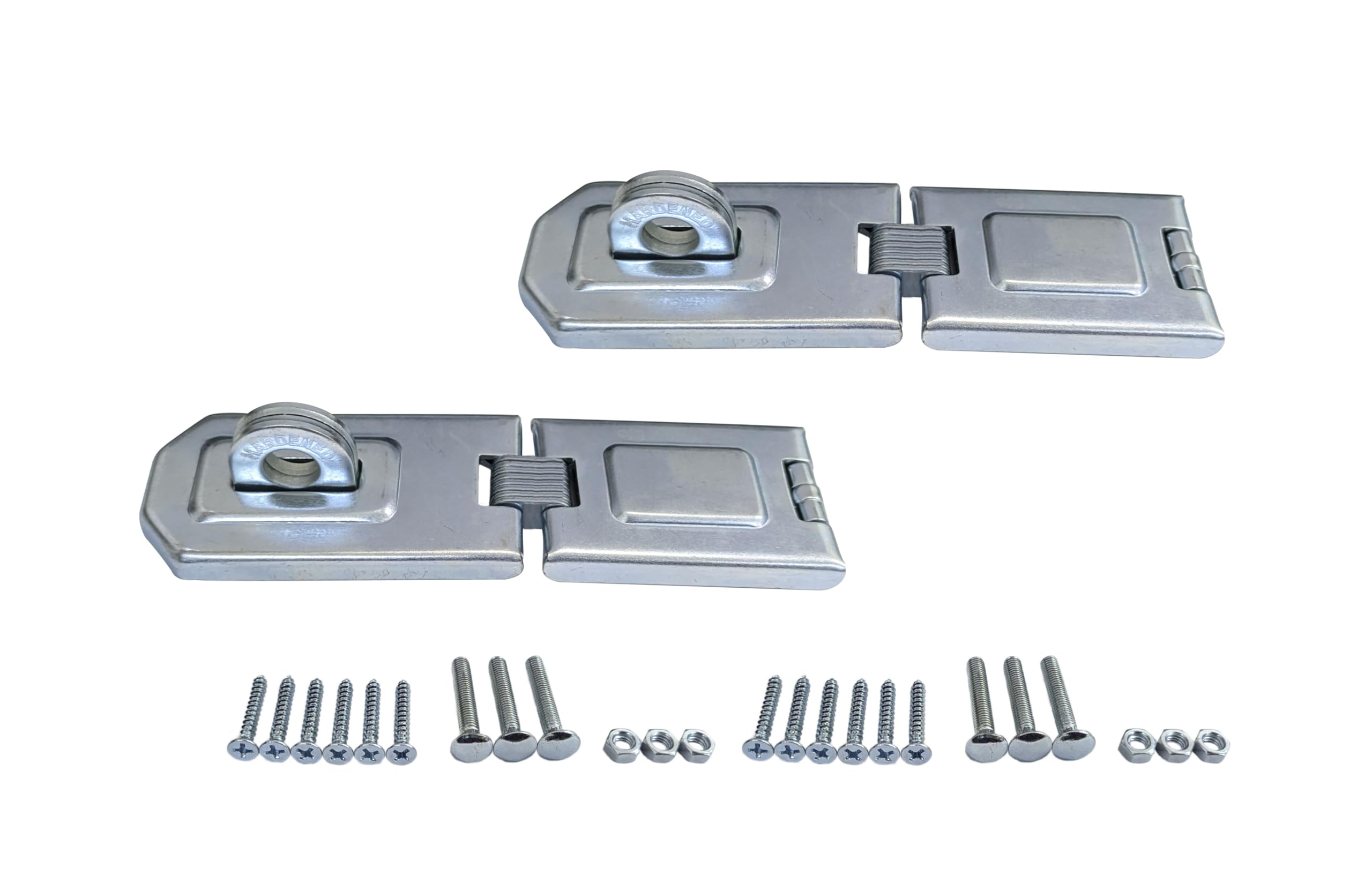 QCAA Extra Heavy Duty Concealed Safety Hasp, Flexible Link, with Hardened Staple, 6-1/4" Single Flexible, Zinc Plated, 2 Pack, Made in Taiwan