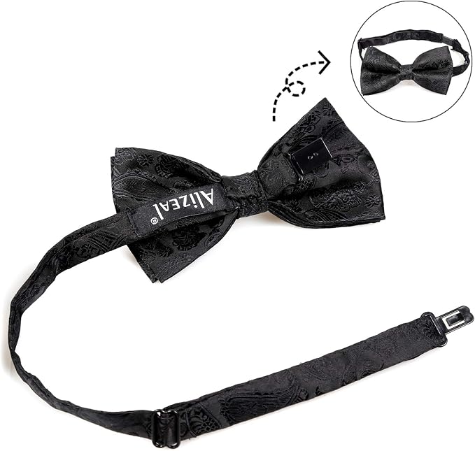Set de corbata de moño paisley para hombre Alizeal miniatura 3