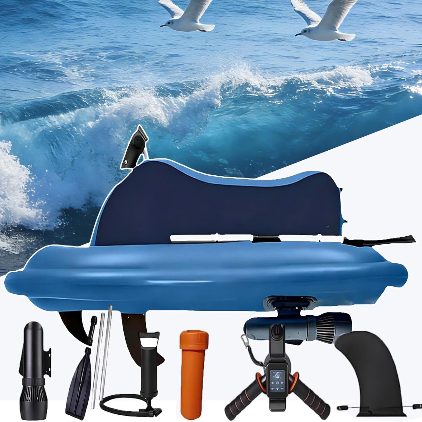 LQQYJSM Inflatable Jet Ski with A Motor with Scooter and Paddle, Electric Motor Boat 700W16A