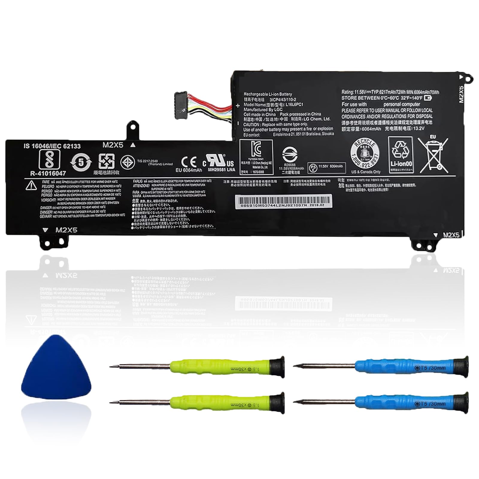 L16L6PC1 L16M6PC1 Laptop Battery Compatible with Lenovo Yoga 720-15IKB Series Notebook L16M6PC1 L16C6PC1 5B10M53745 5B10M53743 5B10M53744 11.58V 72Wh 6217mAh