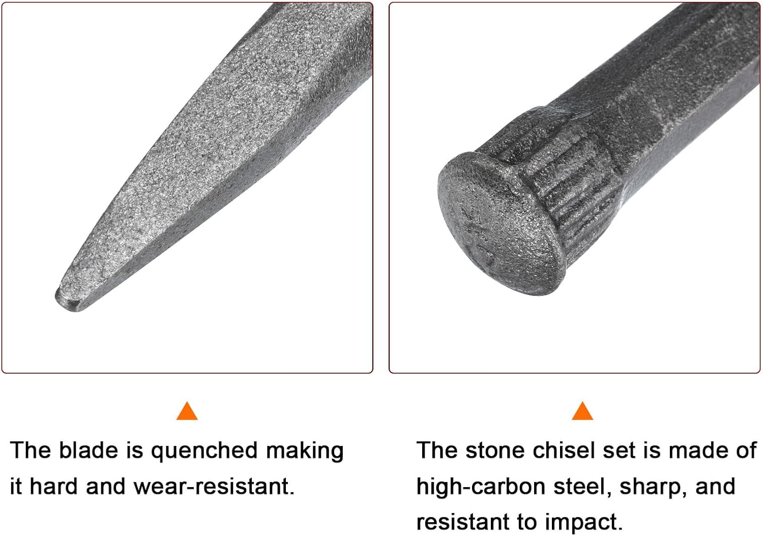 HARFINGTON 2pcs Masonry Chisel for Rock 12.4 Inch Pointed Head High Carbon Steel Rock Concrete Mortar Stone Chisel Brick Chisel for Stone Brick Breaking Carving Demolishing Splitting