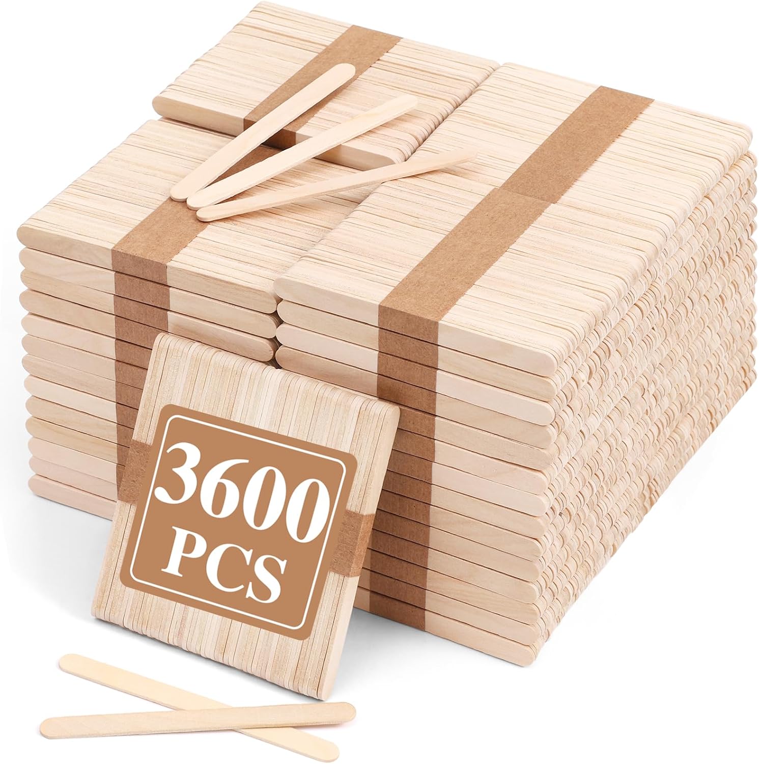 3600pcs Craft Sticks Bulk Natural Wooden Ice Cream Sticks,4.5 Inch Popsicle Sticks for Crafts,Food and Hair Remova,DIY Crafts Supplies for Home Art Projects