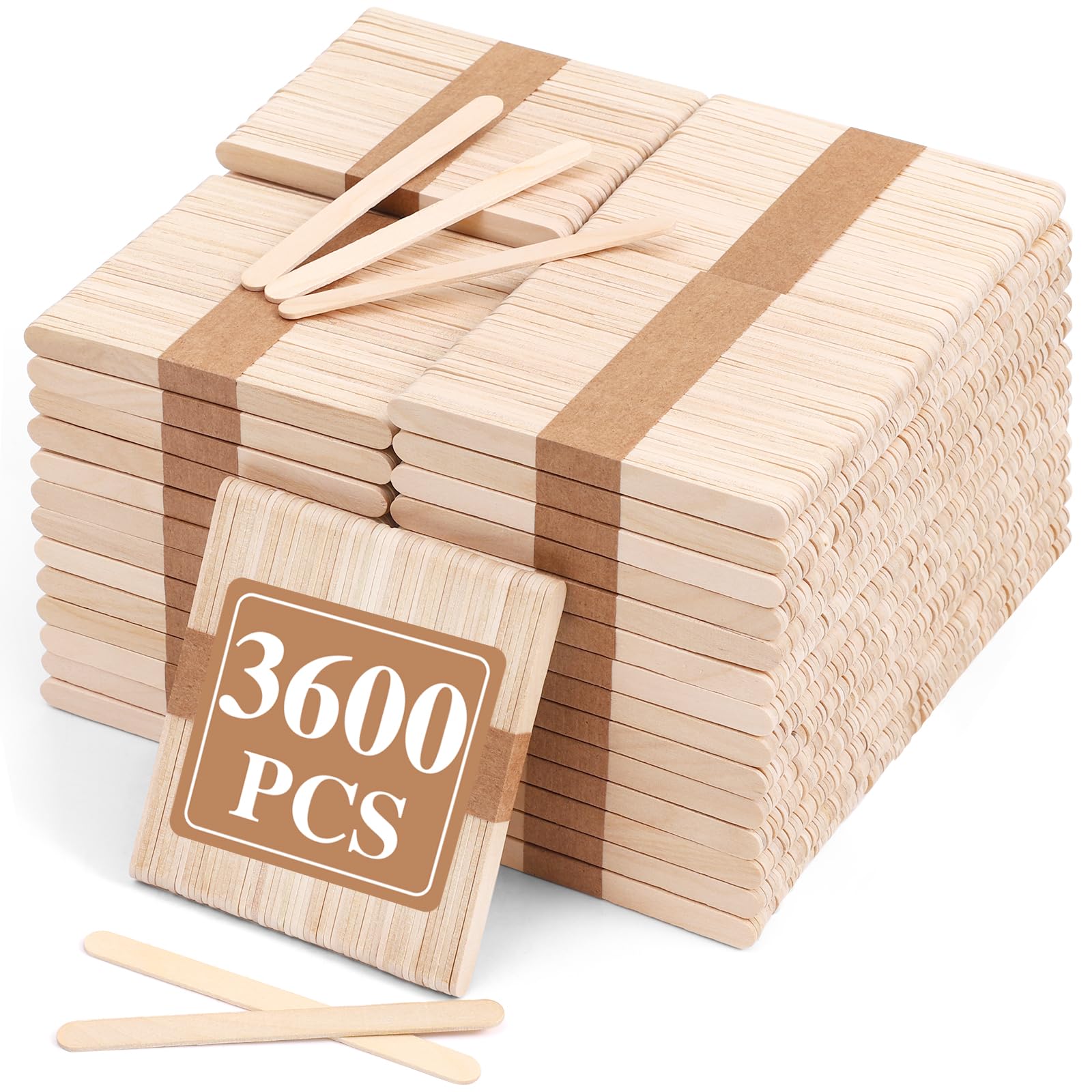 3600 palitos de madera para manualidades, palitos de helado de madera natural de 4.5 pulgadas de largo, palitos de paletas para manualidades, alimentos, depilación y suministros de depilación